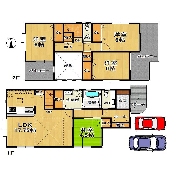 Floor plan. (No. 1 location plan), Price 37,800,000 yen, 4LDK, Land area 100 sq m , Building area 102.06 sq m