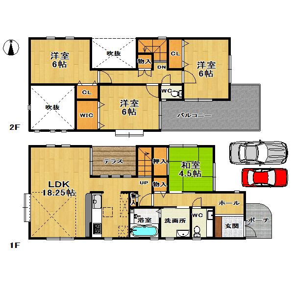 Floor plan. (No. 2 land plan), Price 36,800,000 yen, 4LDK, Land area 100 sq m , Building area 102.06 sq m