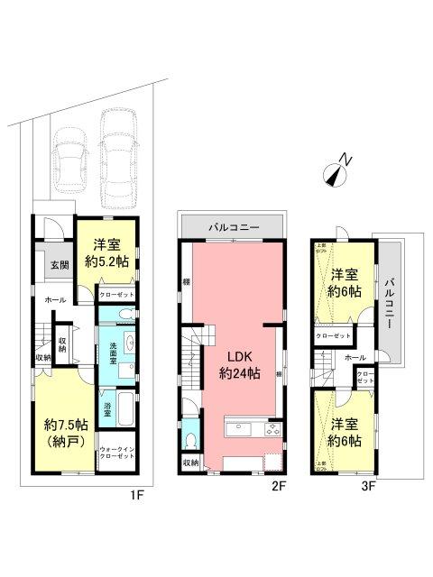Floor plan. 45,800,000 yen, 3LDK + S (storeroom), Land area 96.41 sq m , Building area 120.91 sq m