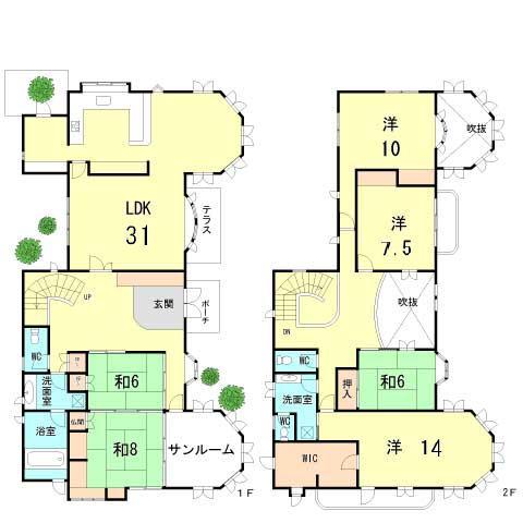 Floor plan. 108 million yen, 6LDK, Land area 449.96 sq m , Building area 247.57 sq m