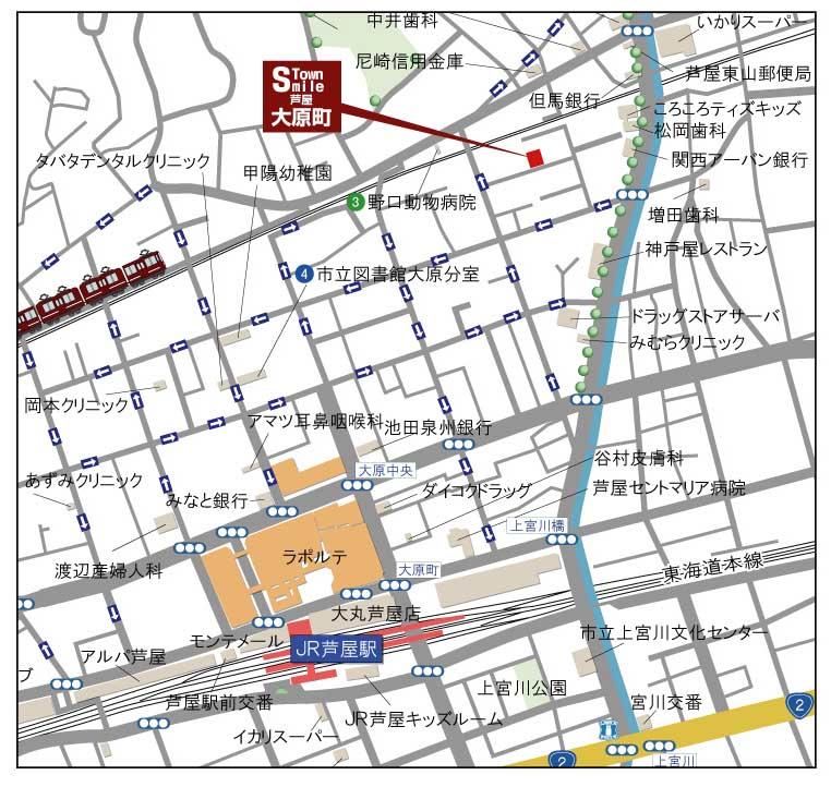 Local guide map. A quiet residential area of ​​the station near. 