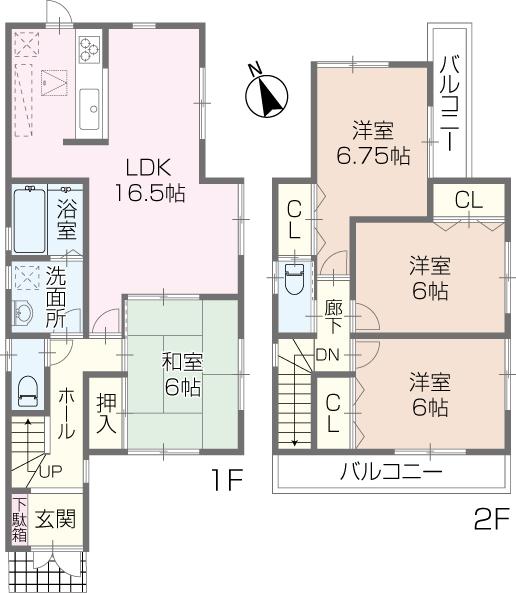 Floor plan. 20.8 million yen, 4LDK, Land area 134.5 sq m , Building area 95.58 sq m