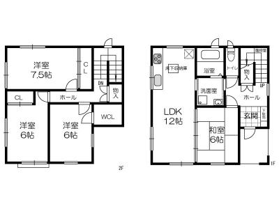 Floor plan. 14.8 million yen, 4LDK, Land area 188.64 sq m , Building area 97.7 sq m