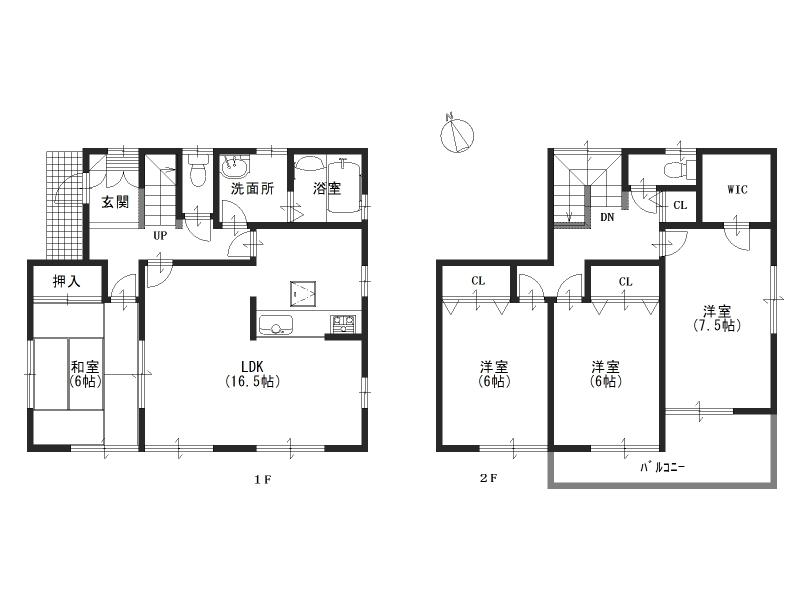 Floor plan. (Building 2), Price 19,800,000 yen, 4LDK, Land area 129.95 sq m , Building area 105.57 sq m