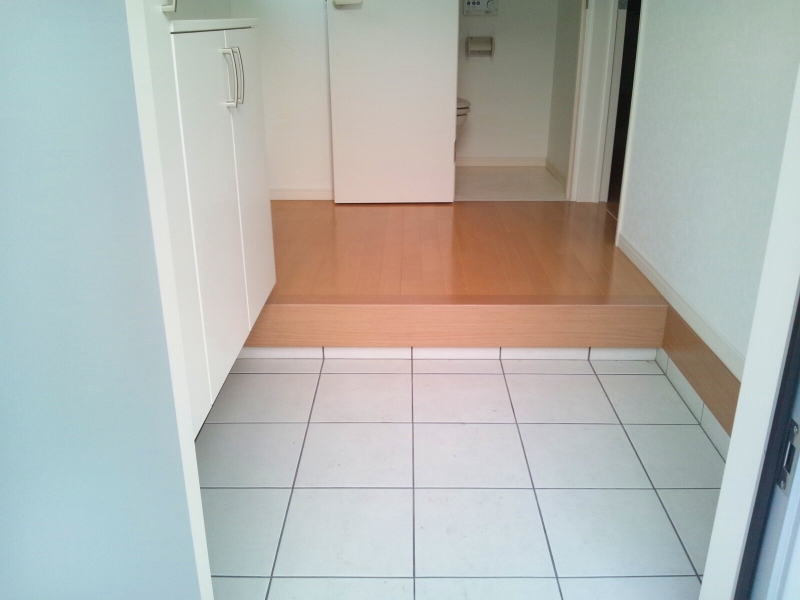 Entrance. Shoe box there