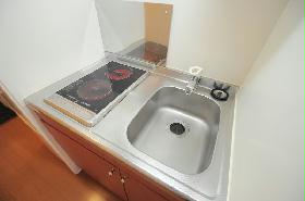 Kitchen. Ease dishes in the two-burner stove