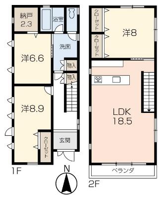 Floor plan. 14.8 million yen, 3LDK, Land area 145.3 sq m , Building area 104.48 sq m