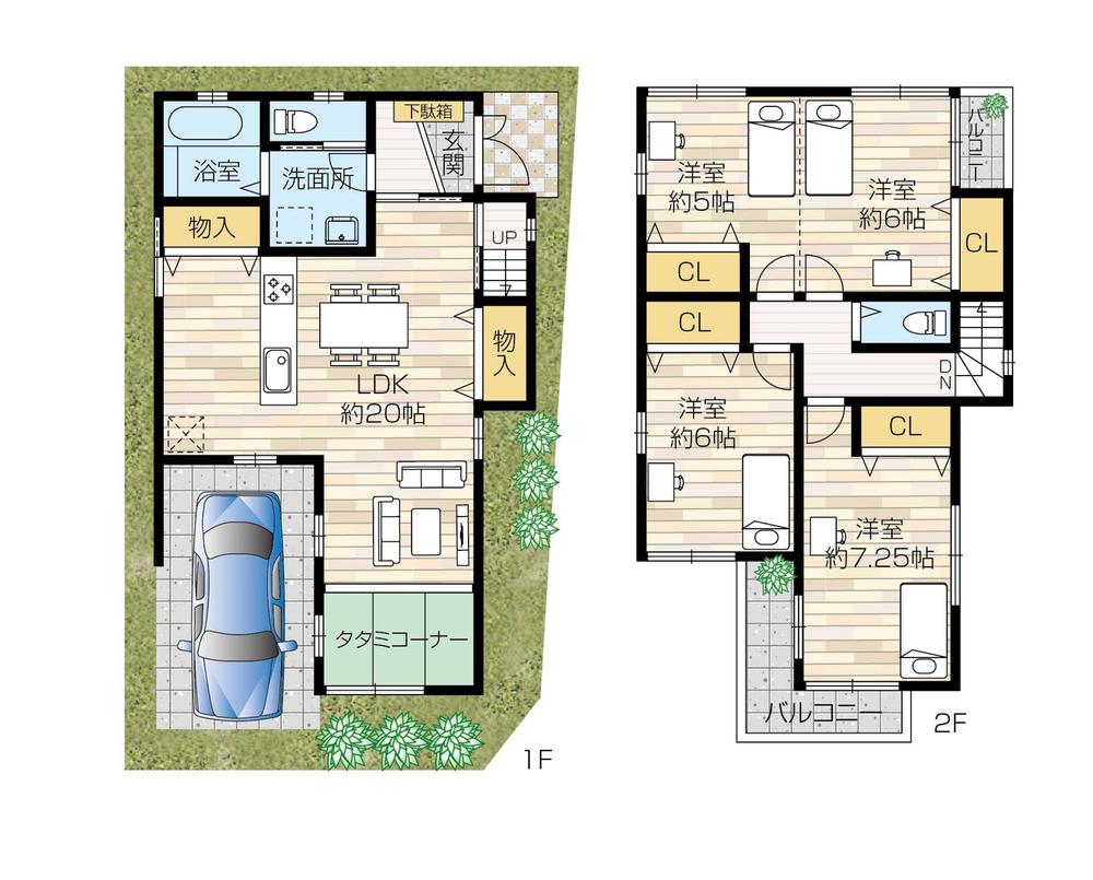 Building plan example (Perth ・ Introspection). Building plan example (A No. land) Building price 14.8 million yen, Building area 98 sq m