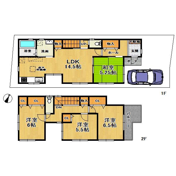 Floor plan. 25,800,000 yen, 4LDK, Land area 101.49 sq m , The building area is 93.96 sq m popular living stairs of the plan. 