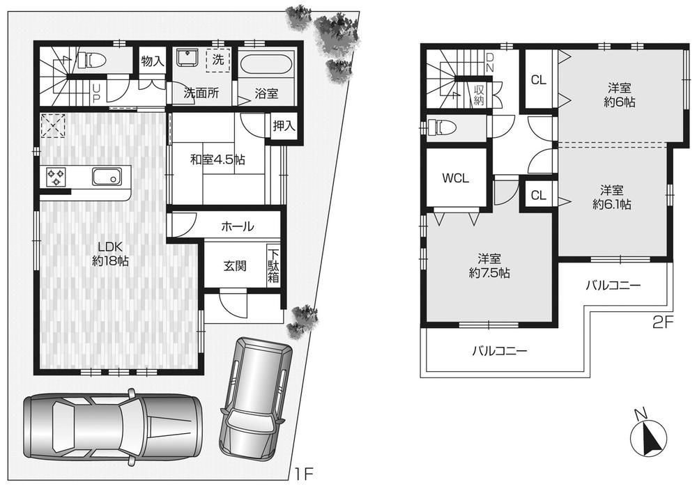 Floor plan. (No. 1 point), Price 34,800,000 yen, 4LDK, Land area 100.02 sq m , Building area 106.42 sq m