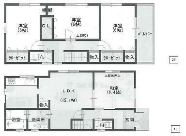 Floor plan. 31,800,000 yen, 4LDK, Land area 84.33 sq m , Building area 94.9 sq m
