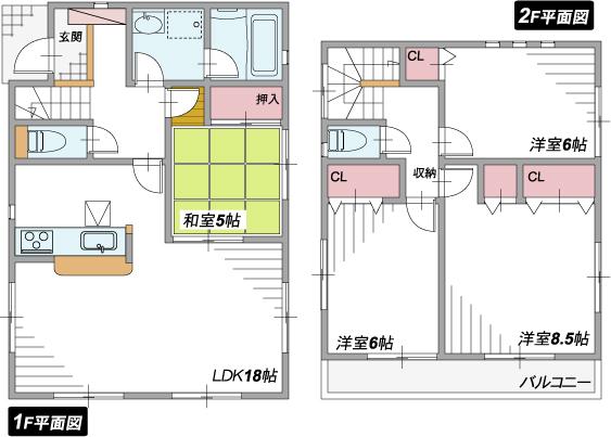 Floor plan. 18,800,000 yen, 4LDK, Land area 137.73 sq m , Building area 99.63 sq m living whopping 18 Pledge, This is the main stage plan of the room.