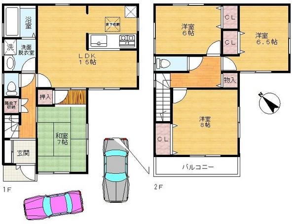 Floor plan. 23.8 million yen, 4LDK, Land area 112.4 sq m , Building area 98.01 sq m
