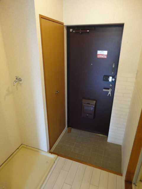 Entrance. Washing machine in the room! ^^ That there shoebox