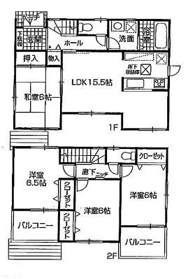 Floor plan. 16.8 million yen, 4LDK, Land area 210.35 sq m , Building area 93.96 sq m 4LDK