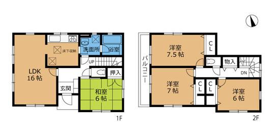 Floor plan. 18,800,000 yen, 4LDK, Land area 132.08 sq m , Building area 100.03 sq m