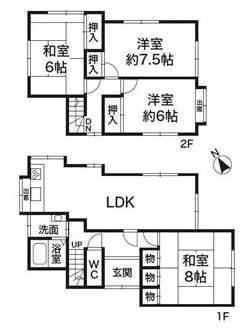 Floor plan. 10.5 million yen, 4LDK, Land area 128.44 sq m , Building area 97.71 sq m