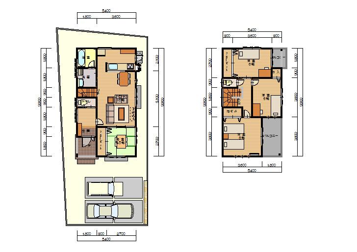 Building plan example (floor plan). Building plan example (C No. land) Building price 15.9 million yen, Building area 95.58 sq m