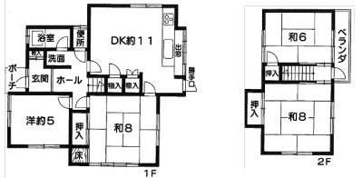 Floor plan. 9.8 million yen, 4DK, Land area 164.74 sq m , Building area 74.96 sq m
