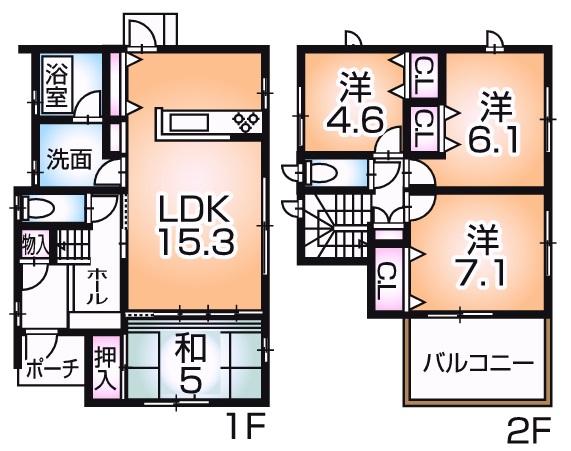 Floor plan. 23.8 million yen, 4LDK, Land area 120.48 sq m , Building area 93.32 sq m floor plan