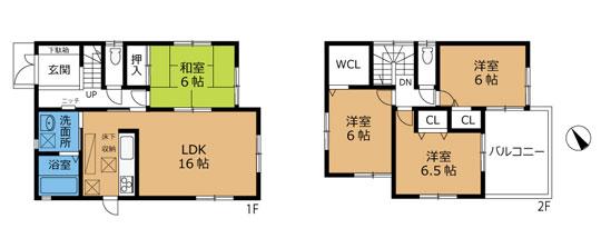 Floor plan. 22,200,000 yen, 4LDK, Land area 143.22 sq m , Building area 96.39 sq m