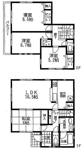 Floor plan. 18,800,000 yen, 4LDK, Land area 132.14 sq m , Building area 102.86 sq m