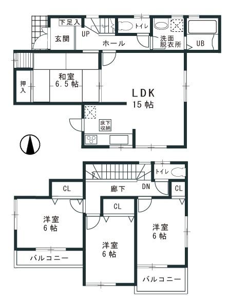Floor plan. 21,800,000 yen, 4LDK, Land area 123.34 sq m , Building area 95.58 sq m   ◆ All room 6 quires more