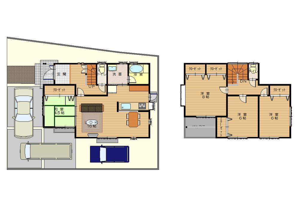 Building plan example (floor plan). Building plan example (F No. land) Building Price 16.5 million yen, Building area 99.63 sq m
