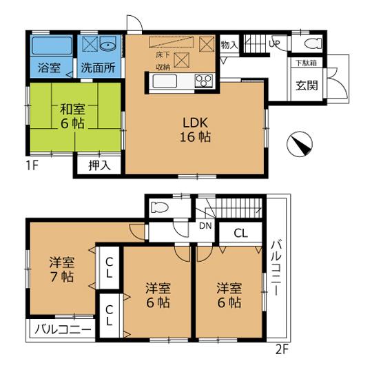 Floor plan. 23.8 million yen, 4LDK, Land area 144.92 sq m , Building area 95.17 sq m