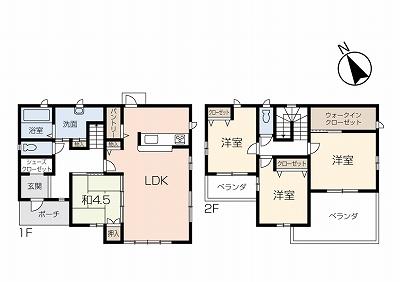 Floor plan. 22,800,000 yen, 4LDK, Land area 141.45 sq m , Building area 103.25 sq m