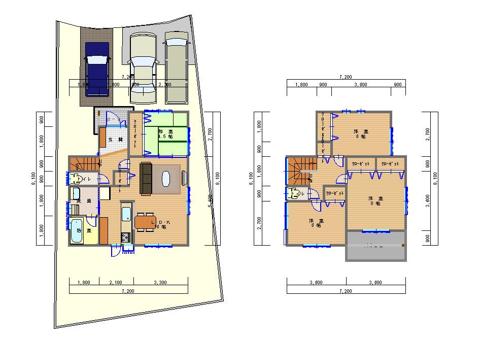 Building plan example (floor plan). Building plan example (A No. land) Building price 16.5 million yen, Building area 99.63 sq m