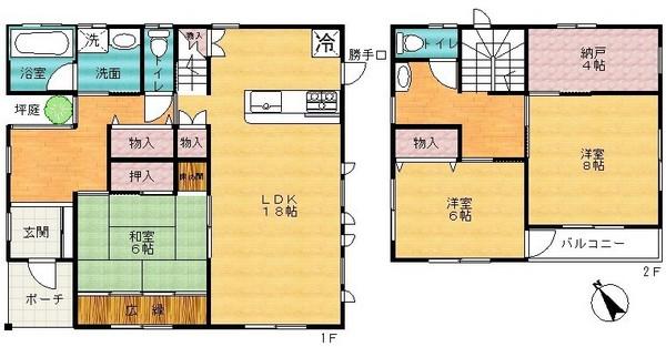 Floor plan. 23 million yen, 3LDK+S, Land area 174.07 sq m , Building area 133.2 sq m