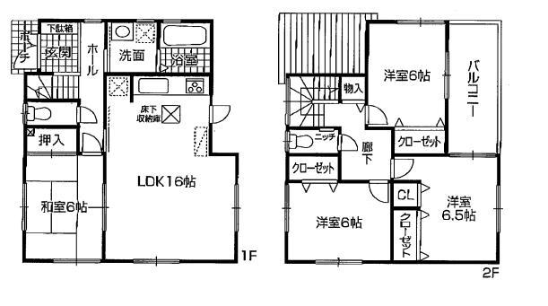 Floor plan. 24,300,000 yen, 4LDK, Land area 143.45 sq m , Building area 98.82 sq m 4LDK
