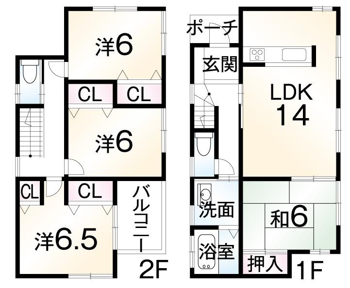 Floor plan. 21,800,000 yen, 4LDK, Land area 113.58 sq m , Building area 93.15 sq m