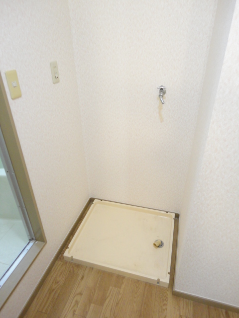 Washroom. Washing machine in the room!