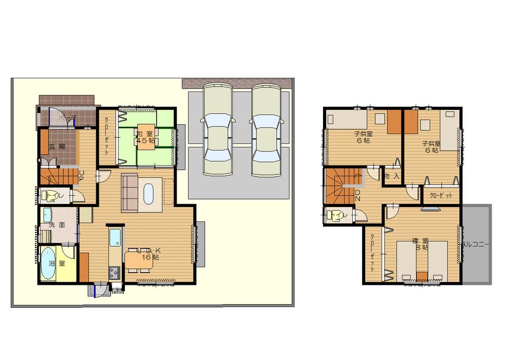 Building plan example (floor plan). Building plan example (C No. land) Building price 16.3 million yen, Building area 98.01 sq m
