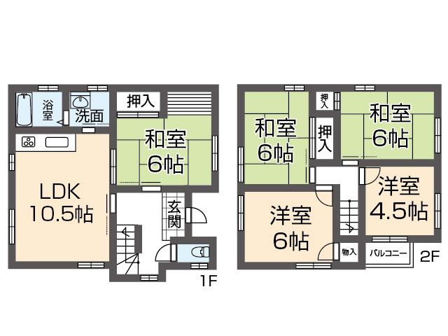 Floor plan. 7.4 million yen, 5LDK, Land area 101.69 sq m , Building area 93.09 sq m floor plan