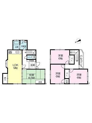 Floor plan. 8.8 million yen, 4LDK, Land area 126.28 sq m , Building area 104 sq m