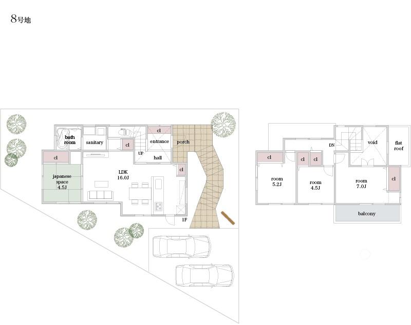 Building plan example (Perth ・ Introspection). Plan view No. 8 locations
