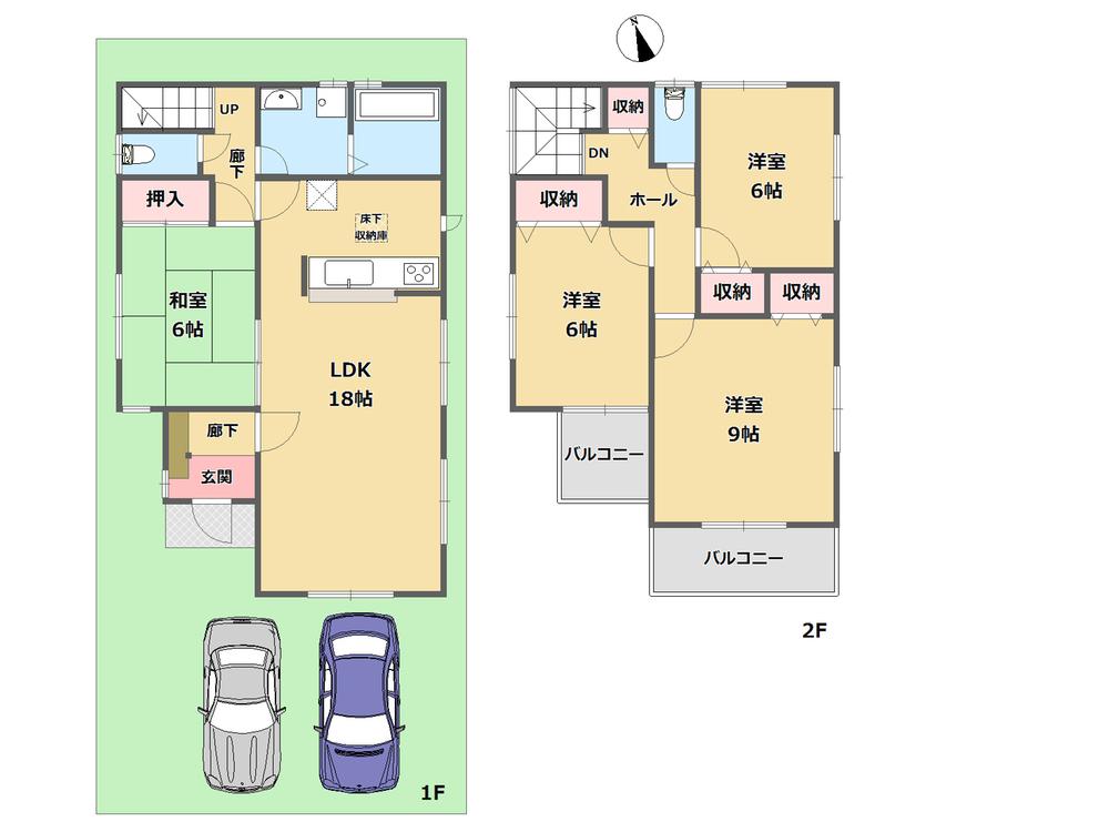 Floor plan. (1 Building), Price 32,800,000 yen, 4LDK, Land area 175.1 sq m , Building area 105.98 sq m