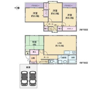Floor plan. 20.8 million yen, 4LDK, Land area 206.77 sq m , Building area 93.15 sq m