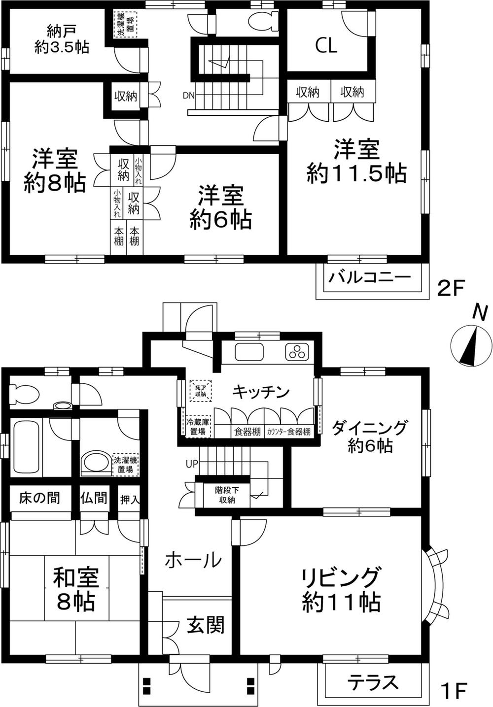 Floor plan. 17,900,000 yen, 4LDK + S (storeroom), Land area 211.36 sq m , Building area 153.19 sq m