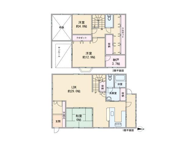 Floor plan. 24,800,000 yen, 3LDK + S (storeroom), Land area 225.05 sq m , Building area 152 sq m