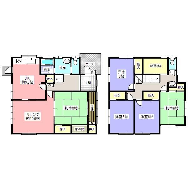 Floor plan. 35 million yen, 6DK+S, Land area 161.95 sq m , Good location of the building area 133.31 sq m Kawanishi-Noseguchi Station 7-minute walk