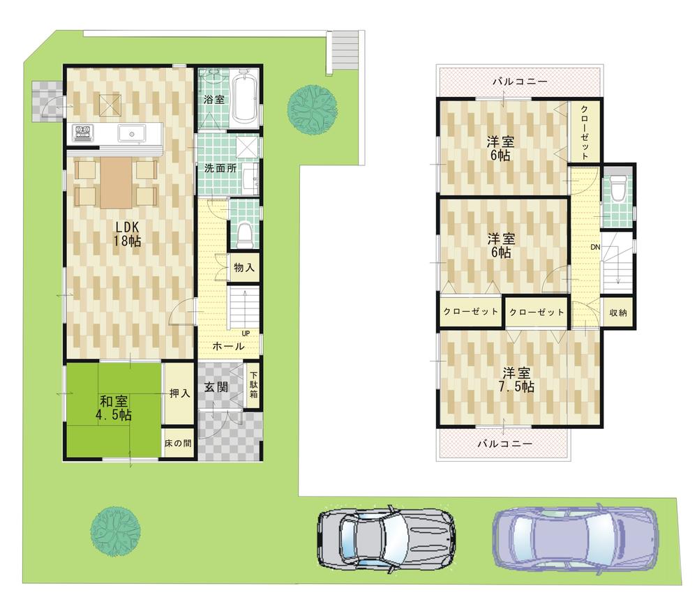 Building plan example (introspection photo). Building plan example (B No. land) Building Price 1680 Ten thousand yen, Building area 100.60 sq m