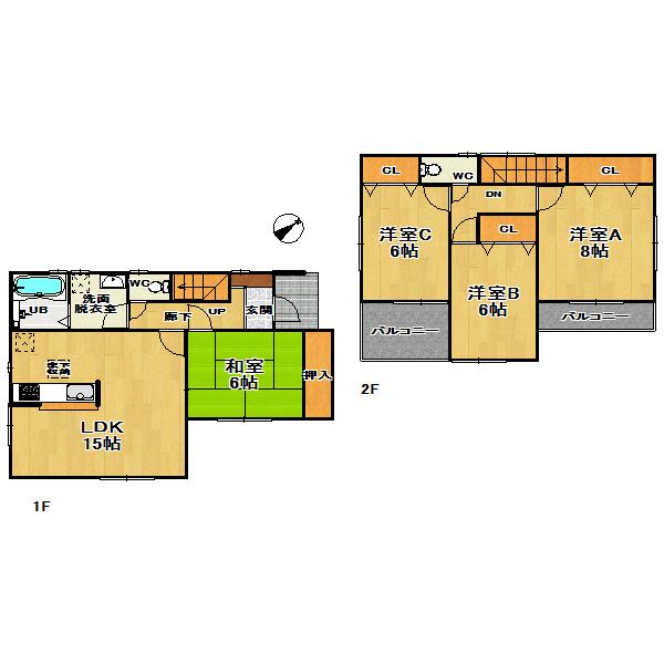 Floor plan. 18,800,000 yen, 4LDK, Land area 110.85 sq m , Building area 98.54 sq m neighborhood is a quiet residential area