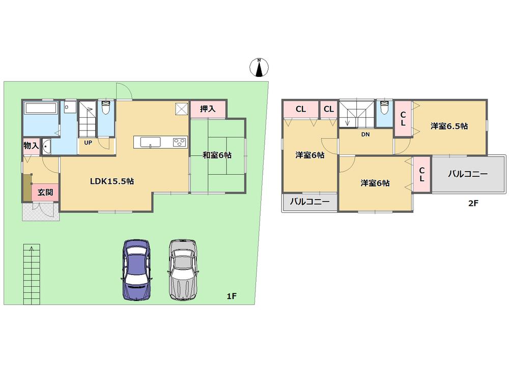 Floor plan. 27,800,000 yen, 4LDK, Land area 204.38 sq m , Building area 95.58 sq m parking space parallel two possible.