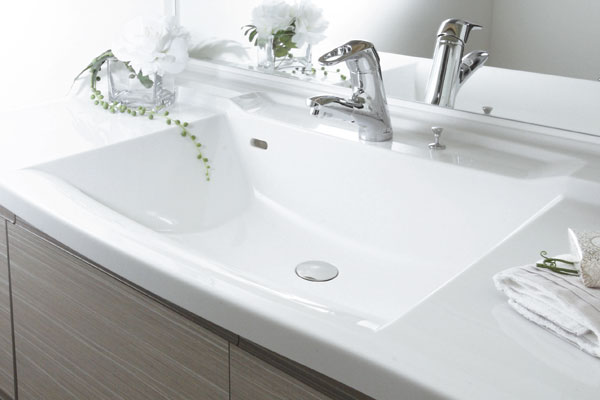 Bathing-wash room.  [Artificial marble top plate (bowl-integrated)] Richly artificial marble bowl, Stylish ceiling plate-integrated. Since there is no seam, It is easy to clean is likely to be (same specifications)