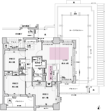 Floor: 3LDK, occupied area: 77.03 sq m, Price: 45,752,000 yen