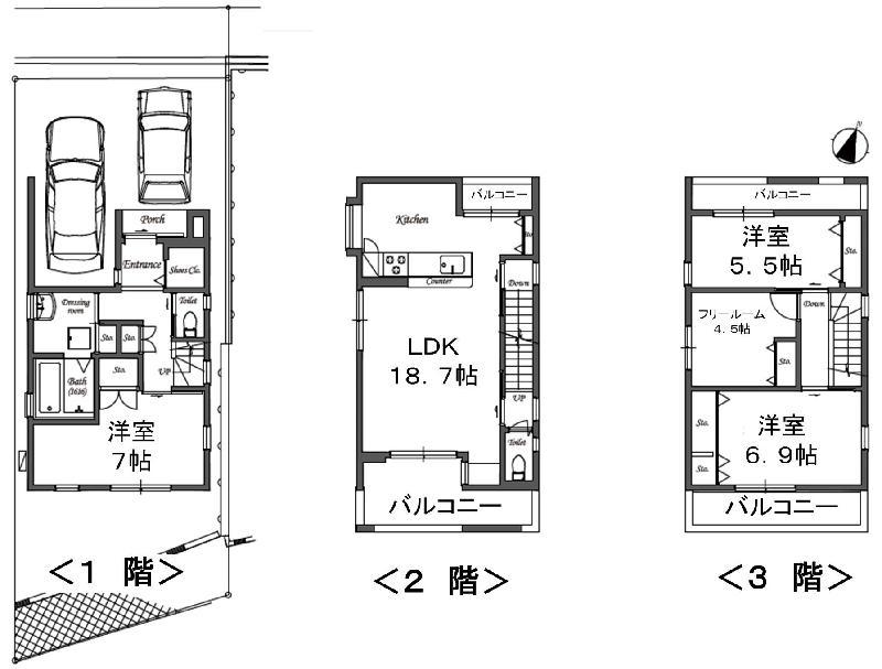 Floor plan. 49,800,000 yen, 4LDK, Land area 87.77 sq m , Building area 124.17 sq m
